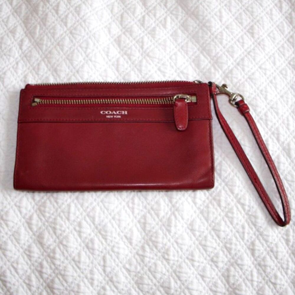 Coach Burgundy Leather Wristlet